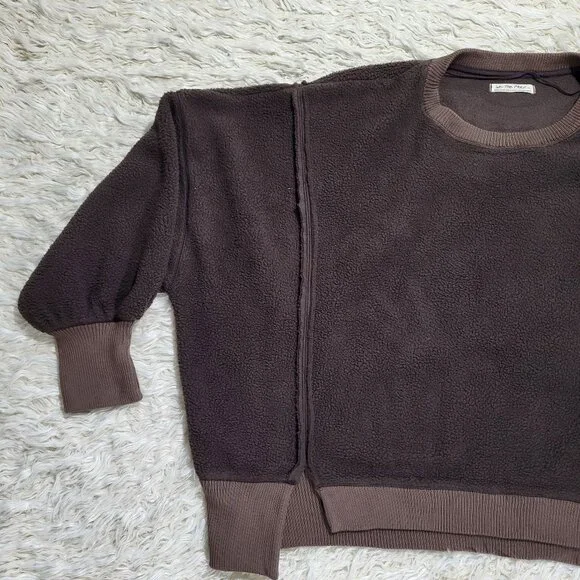 Free People Cozy Camden Sweatshirt Pullover We The Free Fuzzy Brown Walnut XL - Picture 4 of 13